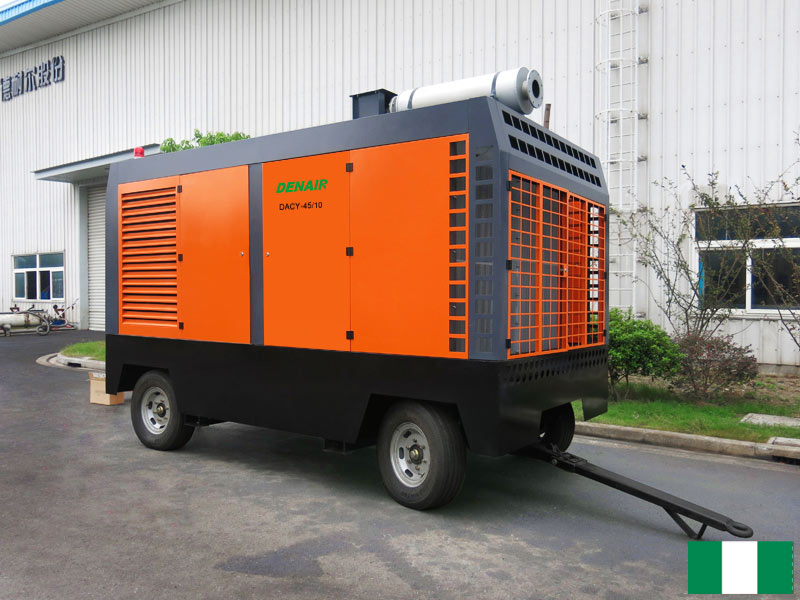 DENAIR便携式柴油钻探用空气压缩机应用在尼日利亚