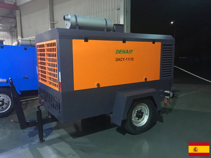 DENAIR柴油便携式空气压缩机喷混凝土在西班牙